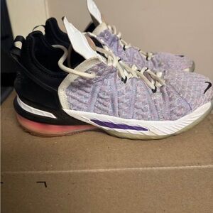 Multicolor Knit Athletic Sneakers with Purple Accent